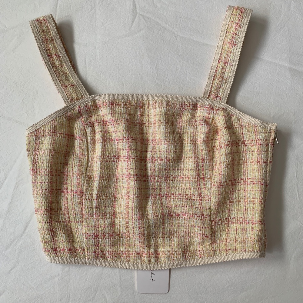 Line & Dot Pink and Yellow Crop
